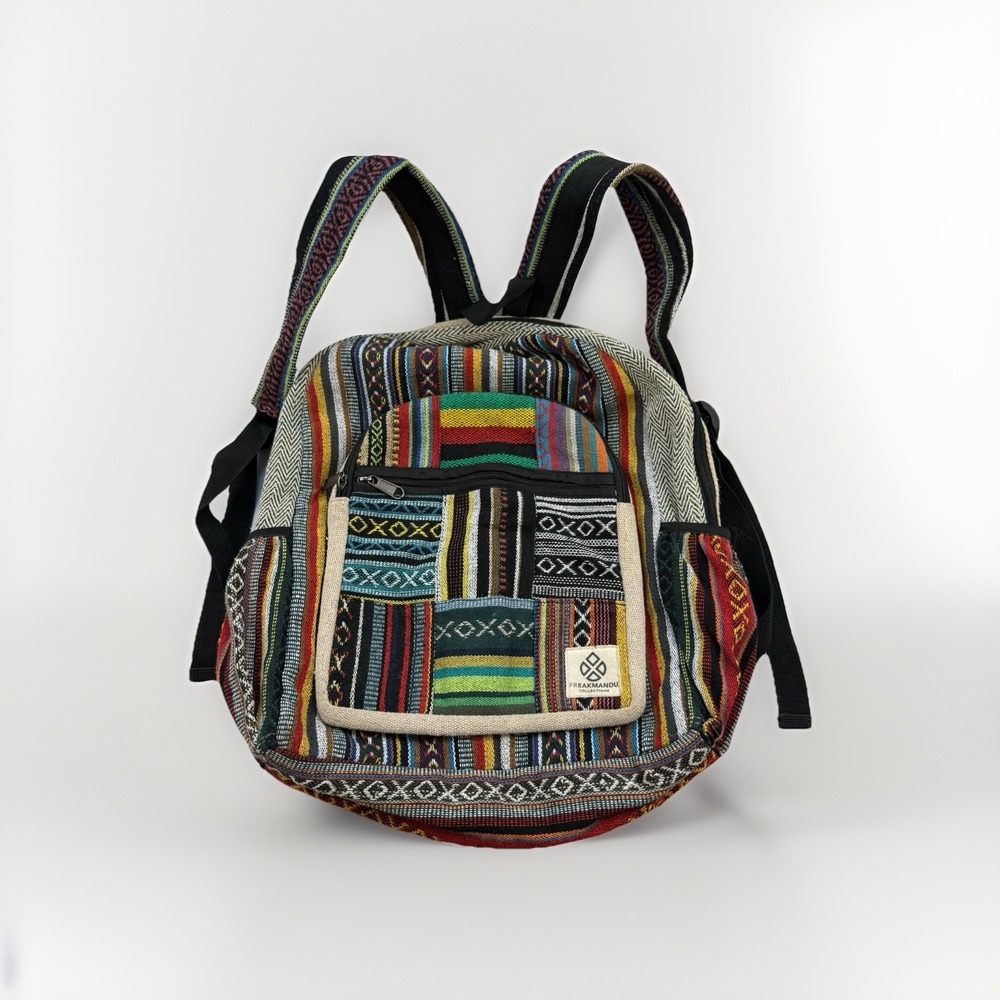 Unisex Hemp Large Backpack Boho Eco Friendly Y2K Hippie FreakMandu‎ EUC